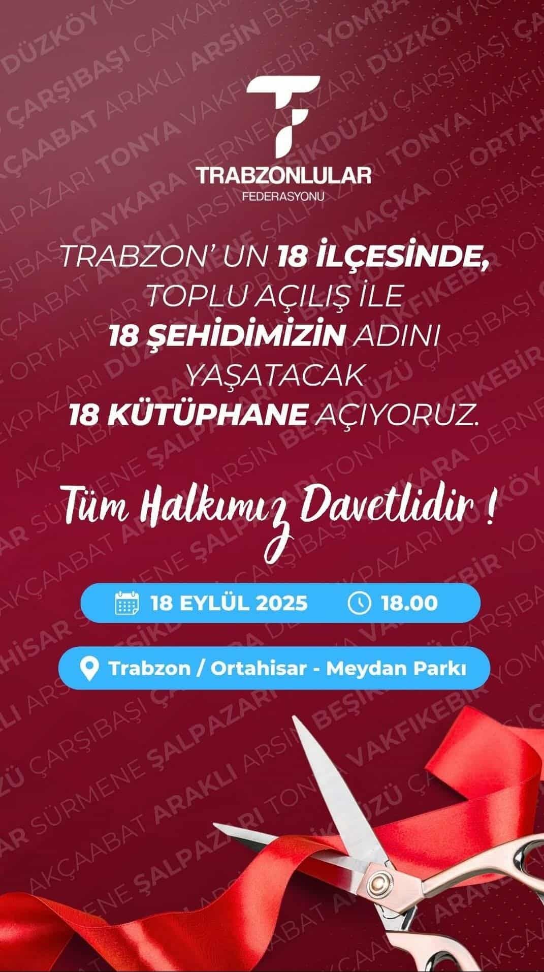 Trabzon'un 18 İlçesine 18 Kütüphane Geliyor!